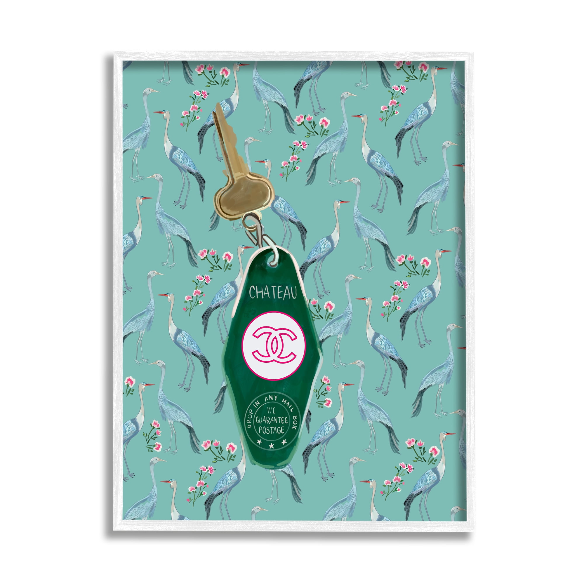 Stupell Industries Heron Patterned Glam Key Beauty & Fashion Painting White Framed Art Print Wall Art, 16 x 20