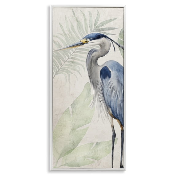 Stupell Industries Heron Portrait over Plants White Framed Giclee Art design by Kim Allen, 30 x 13