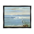 thumbnail image 1 of Stupell Industries Heron Splashing Beach Waves Painting Jet Black Floating Framed Canvas Print Wall Art, Design by Sally Swatland, 1 of 6