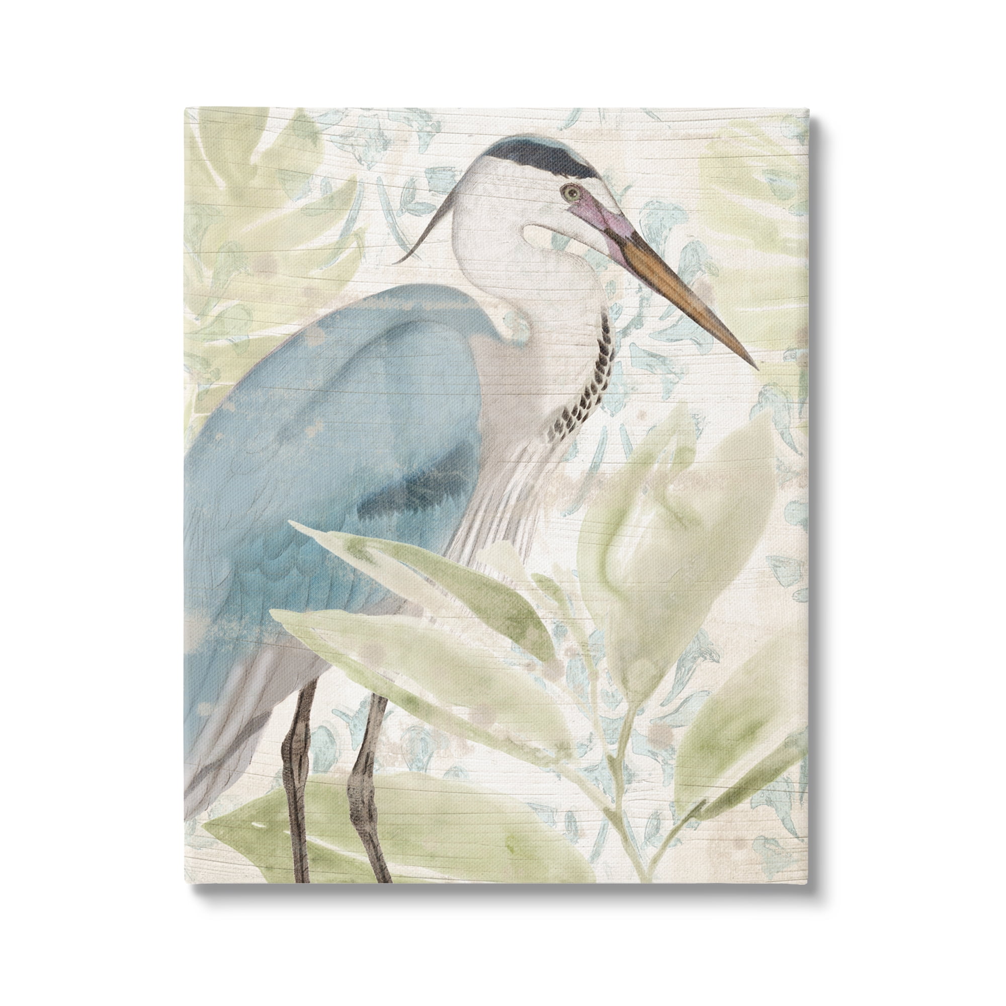 Stupell Industries Heron & Tropical Leaves Animals & Insects Painting Gallery Wrapped Canvas Art Print Wall Art, 36 x 48