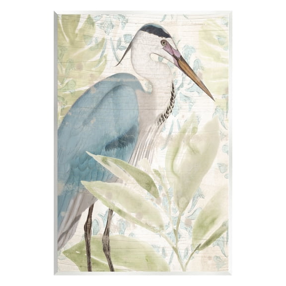 Stupell Industries Heron & Tropical Leaves Animals & Insects Painting Unframed Art Print Wall Art, 10 x 15