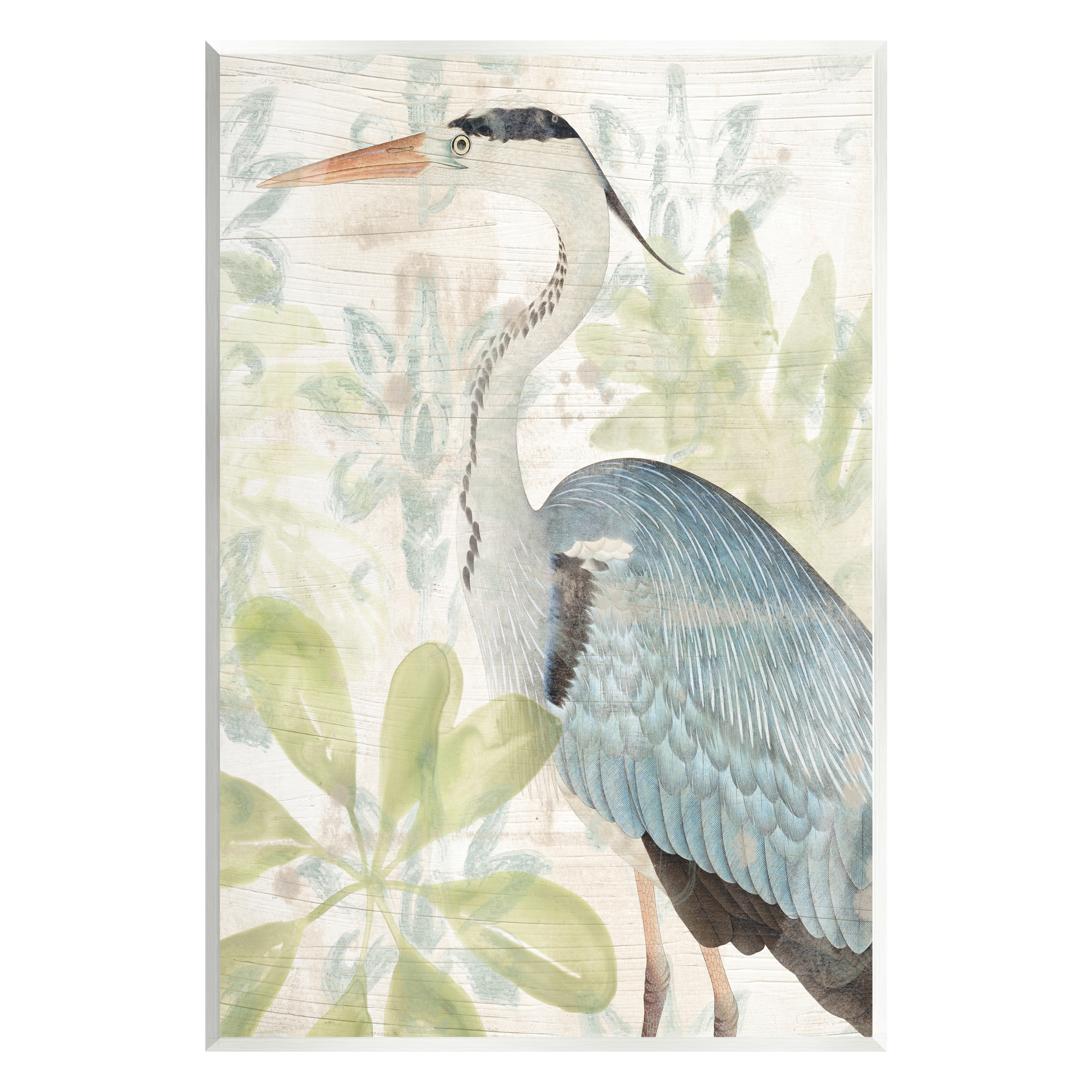 Stupell Industries Heron & Tropical Plants Animals & Insects Painting Unframed Art Print Wall Art, 13 x 19