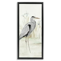 Stupell Industries Heron in Lake Drawing Animals & Insects Drawing Black Floater Framed Canvas Art Print Wall Art, 11 x 25