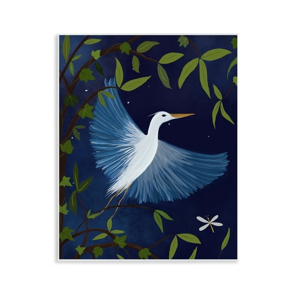 Stupell Industries Heron in Night Forest Animals Painting Unframed Art Print Wall Art, 11 x 14