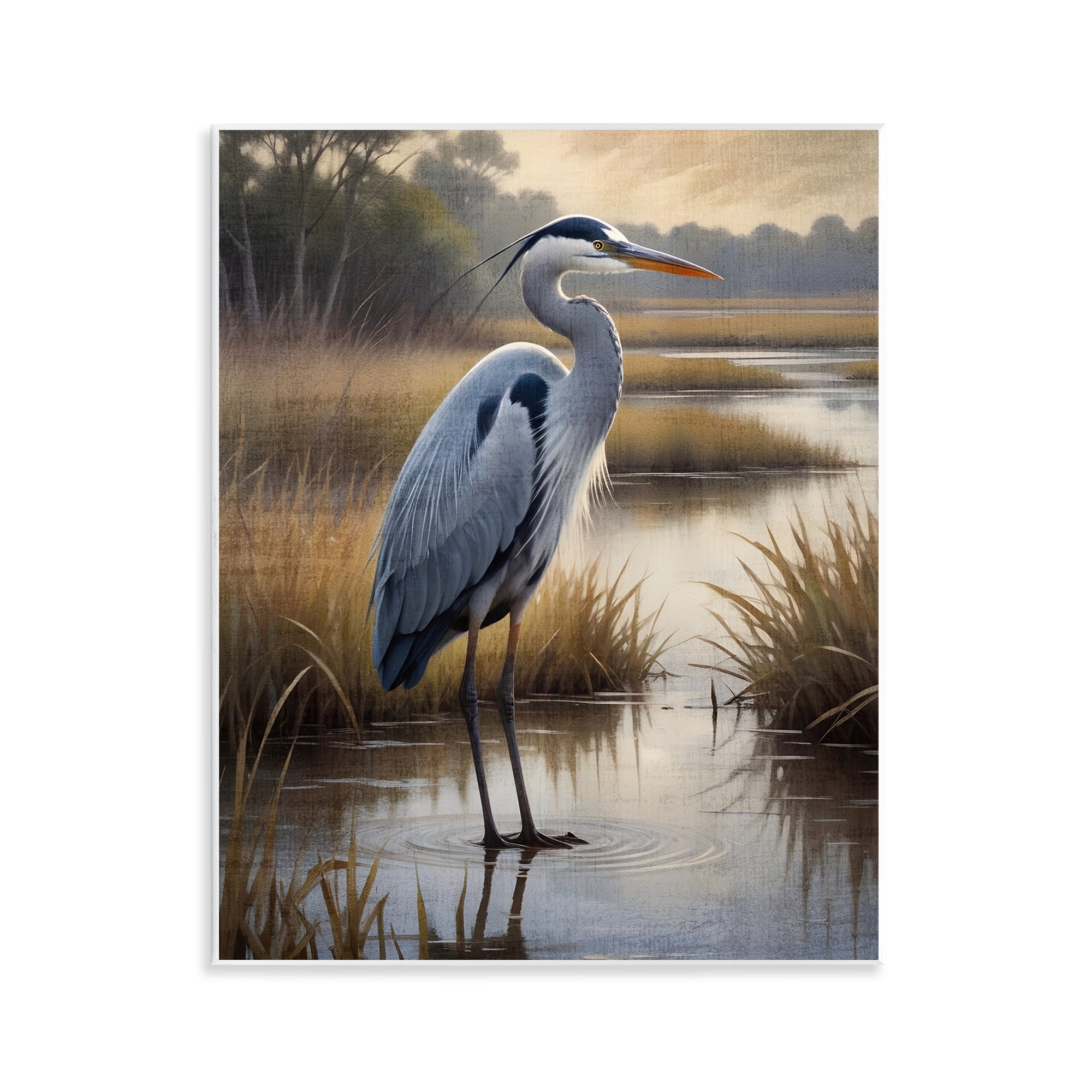Stupell Industries Heron in Serene Marshlands Wall Plaque Art, design by Susan Arnot