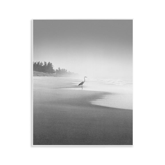 Stupell Industries Heron on Beach Coast Coastal Photography Unframed Art Print Wall Art, 11 x 14