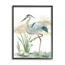Stupell Industries Heron on Pond Painting Animals & Insects Painting Black Framed Art Print Wall Art, 11 x 14