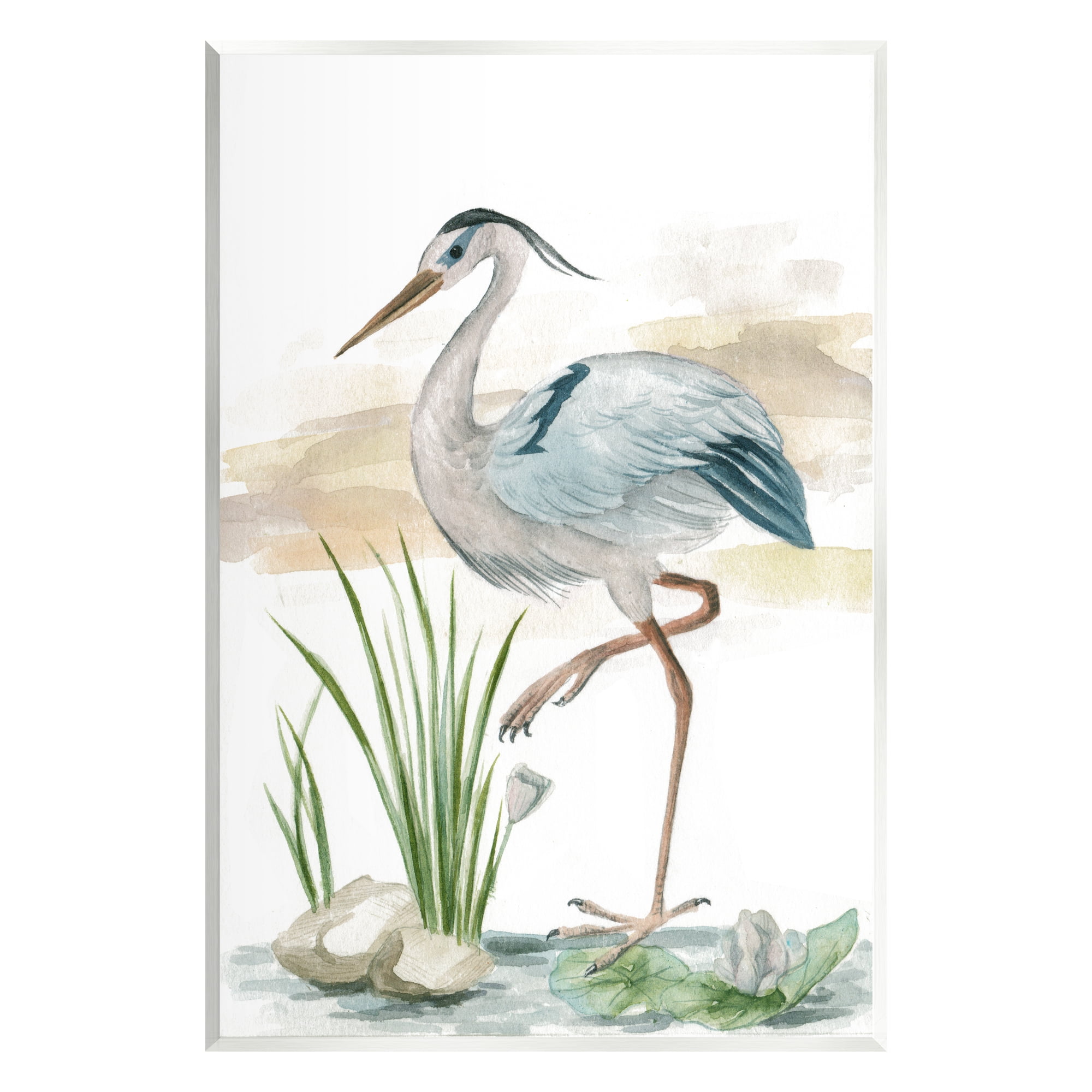 Stupell Industries Heron on Pond Painting Animals & Insects Painting Unframed Art Print Wall Art, 13 x 19