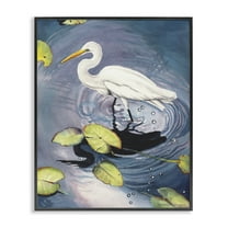Stupell Industries Heron with Pond Ripples Animals & Insects Painting Black Framed Art Print Wall Art, 11 x 14