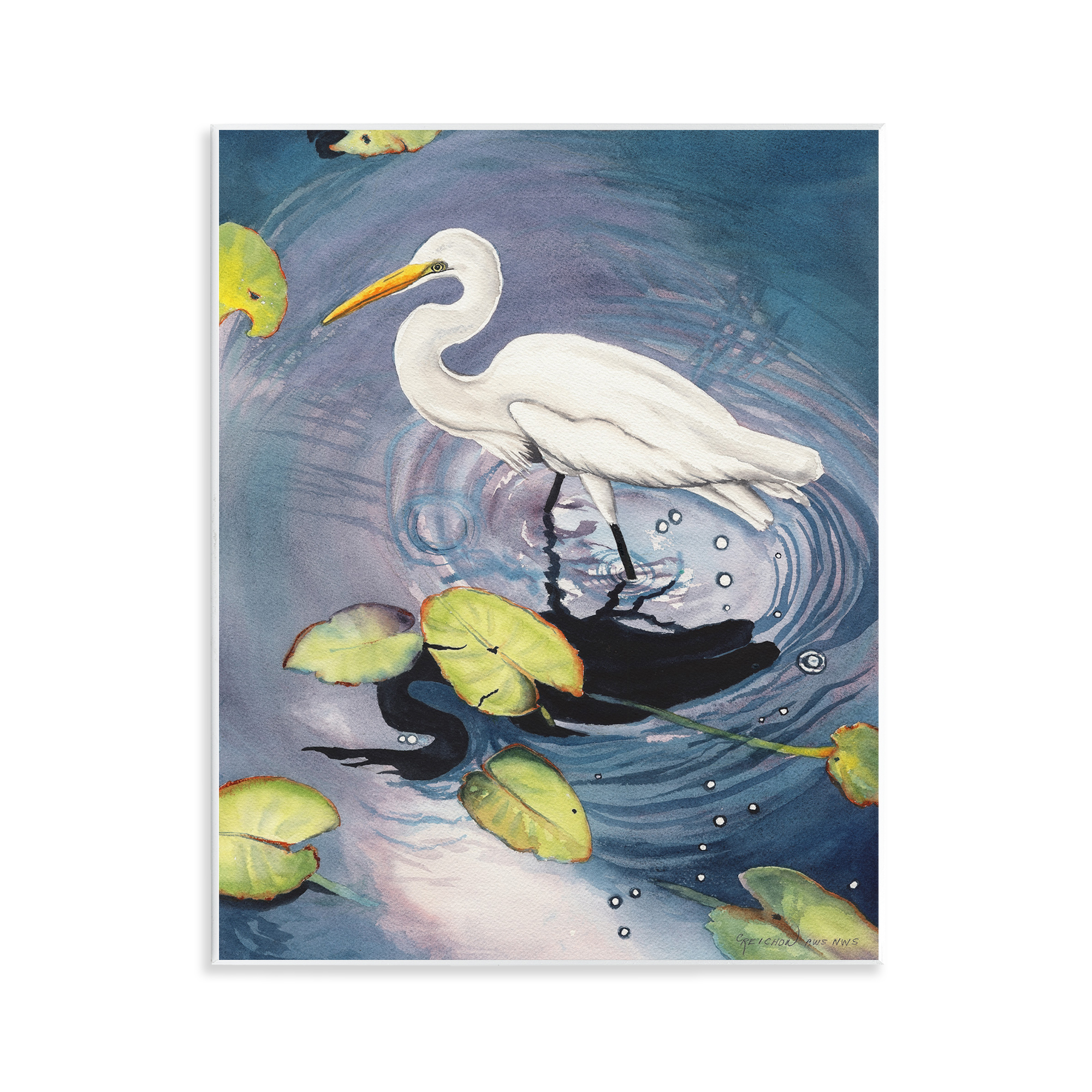 Stupell Industries Heron with Pond Ripples Animals & Insects Painting Unframed Art Print Wall Art, 11 x 14