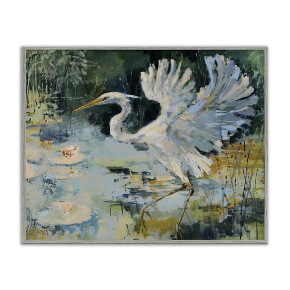 Stupell Industries Heron with Spread Wings Animals Painting Gray Framed Art Print Wall Art, 14 x 11