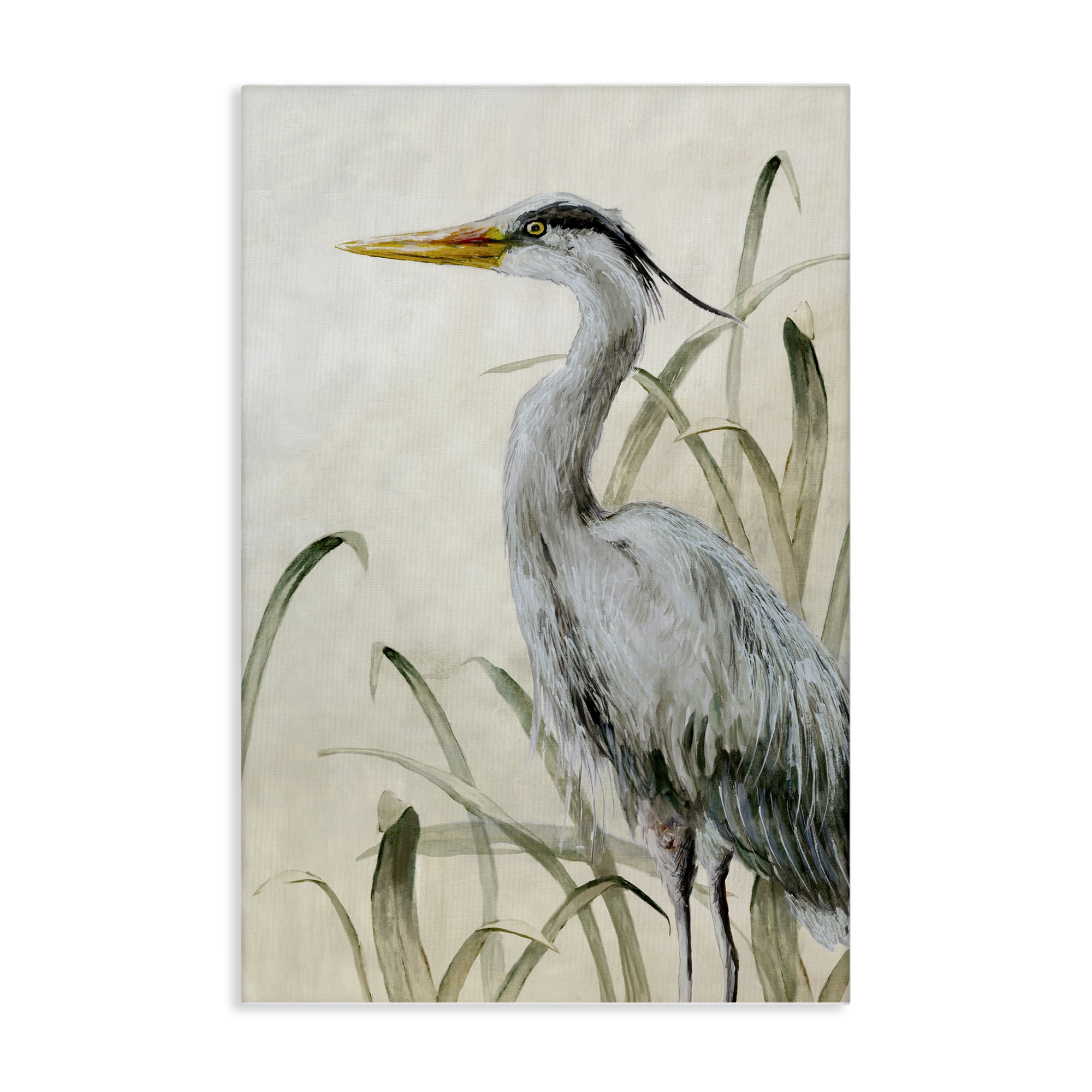 Stupell Industries Heron with Traditional Grasses Animals Painting Wrapped Canvas Art Print Wall Art, 20 x 30