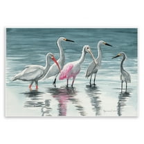Stupell Industries Herons Stepping in Shore Animals & Insects Painting Unframed Art Print Wall Art, 15 x 10