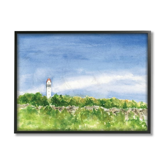 Stupell Industries Heublein Tower Forest Overlook Soft Watercolor Landscape Black Framed, 11 x 14, Design by Melissa Hyatt LLC