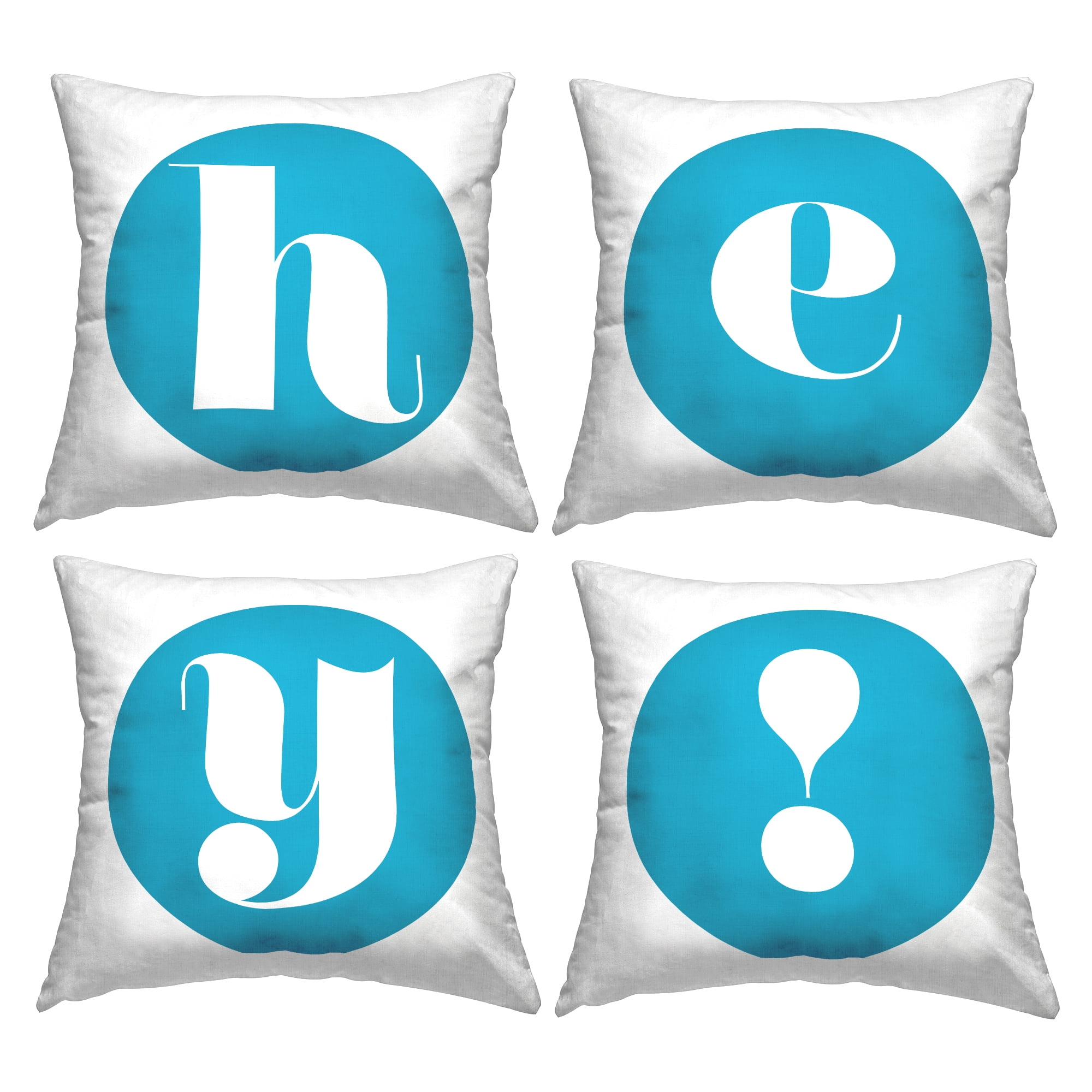 Stupell Industries Hey Blue Initials Decorative Printed Throw Pillow, 18 x 18