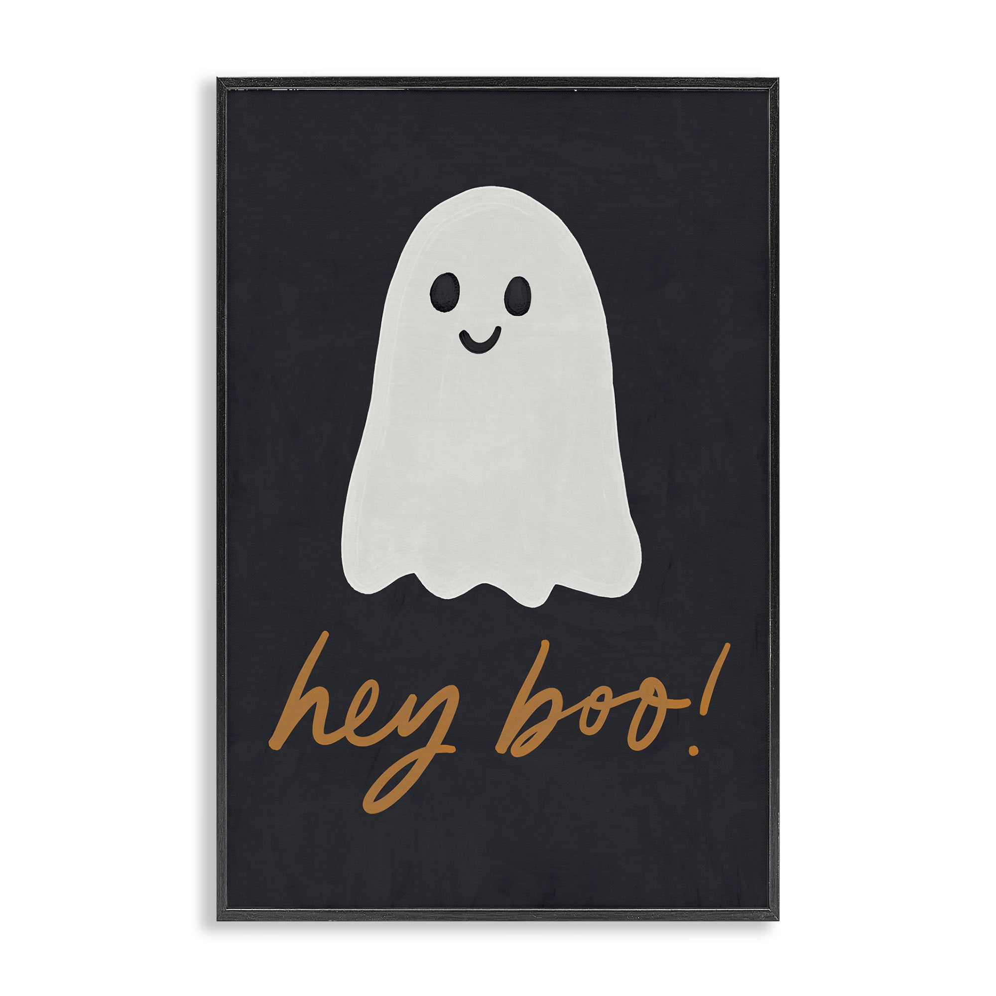 Stupell Industries Hey Boo Spooky Ghost Holiday Painting Black Framed Art Print Wall Art, 20 x 30