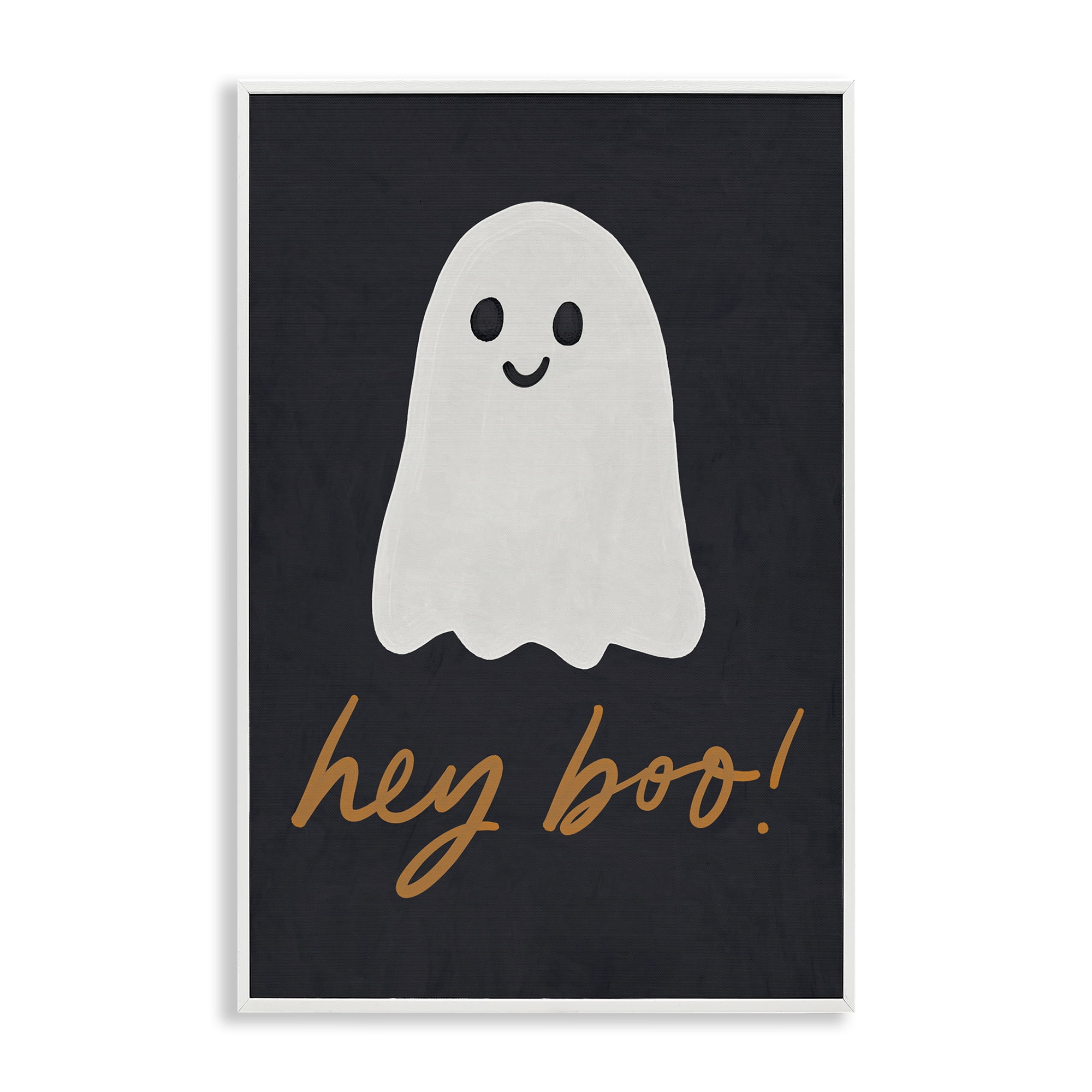 Stupell Industries Hey Boo Spooky Ghost Holiday Painting White Framed Art Print Wall Art, 16 x 24