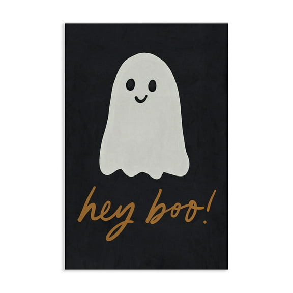 Stupell Industries Hey Boo Spooky Ghost Holiday Painting Wrapped Canvas Art Print Wall Art, 16 x 24