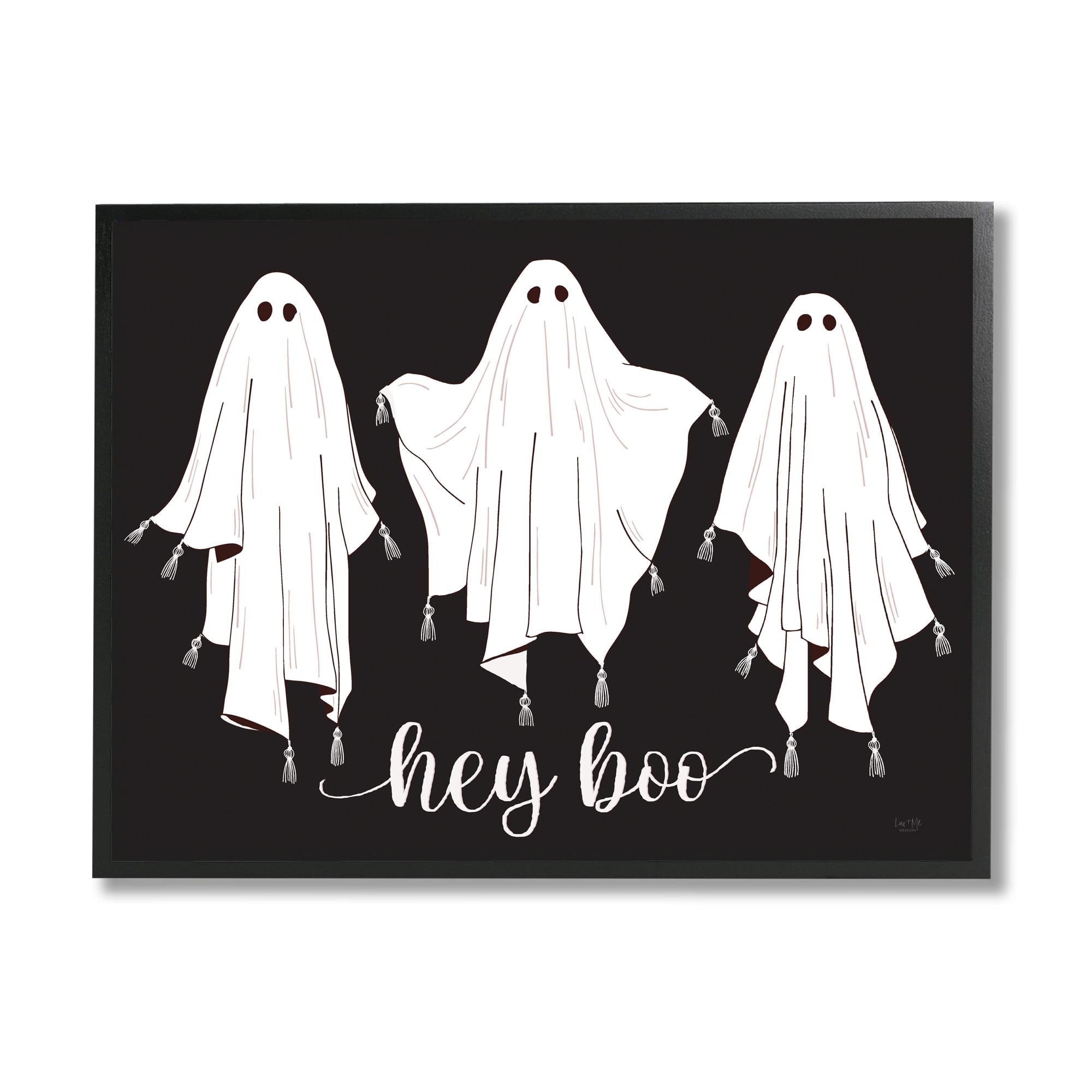 Stupell Industries Hey Boo Three Ghosts Holiday Painting Black Framed Art Print Wall Art, 20 x 16