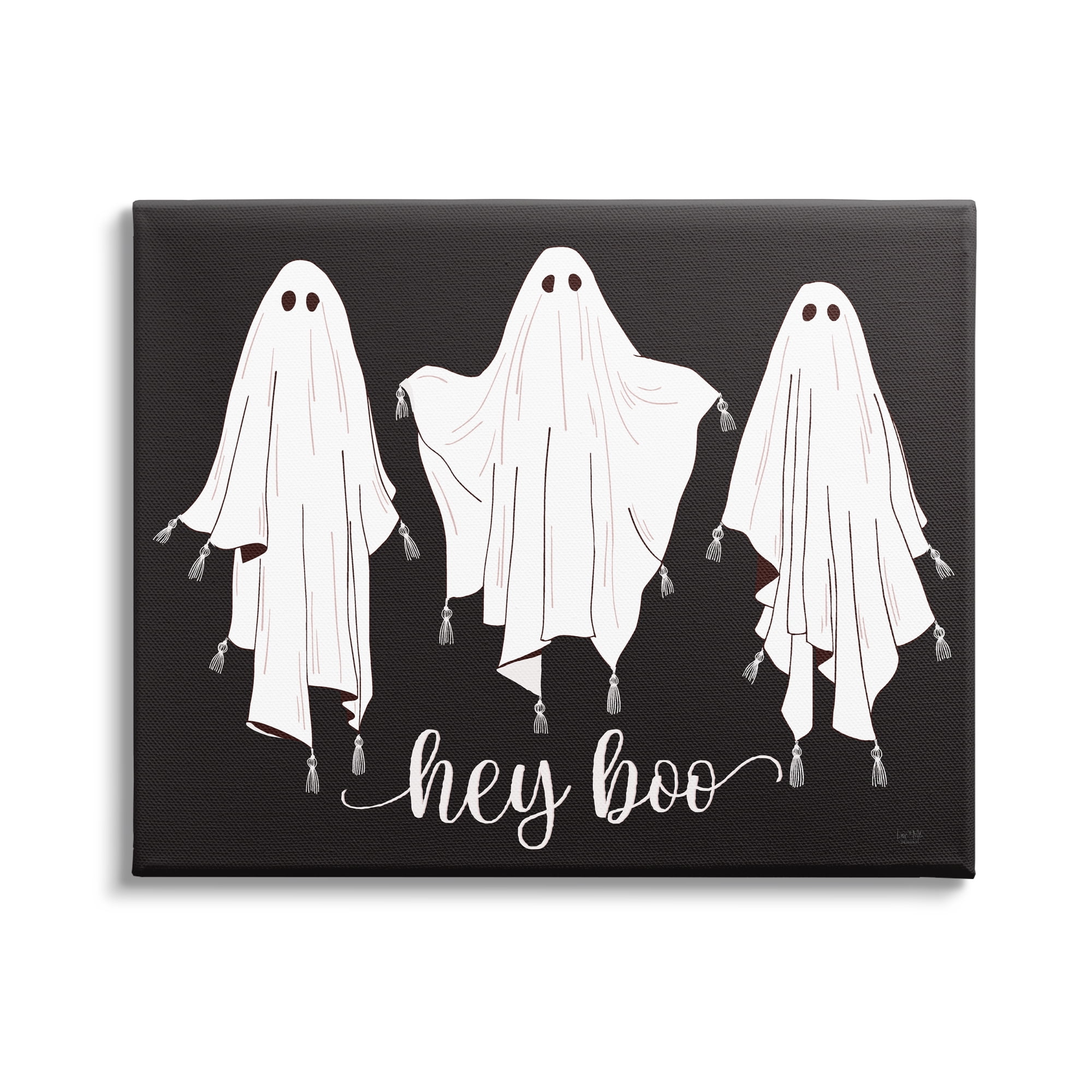 Stupell Industries Hey Boo Three Ghosts Holiday Painting Gallery Wrapped Canvas Print Wall Art, 48 x 36