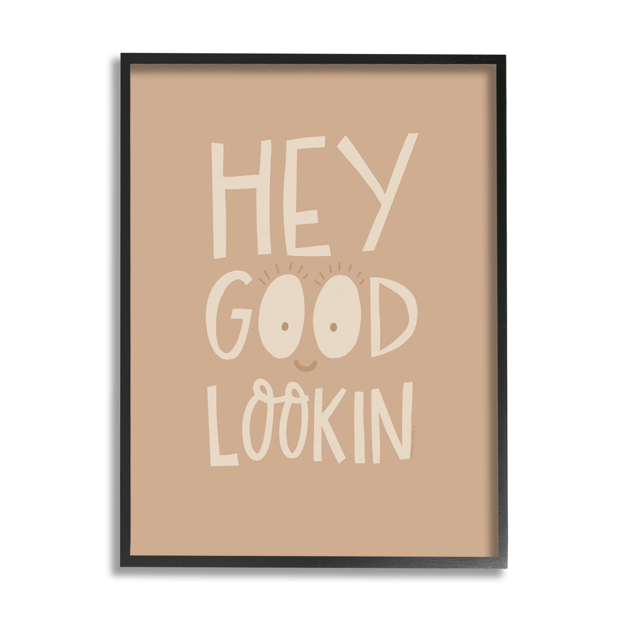 Stupell Industries Hey Good Lookin Phrase Inspirational Painting Black Framed Art Print Wall Art, 16 x 20