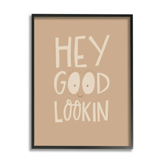 Stupell Industries Hey Good Lookin Phrase Inspirational Painting Black Framed Art Print Wall Art, 16 x 20