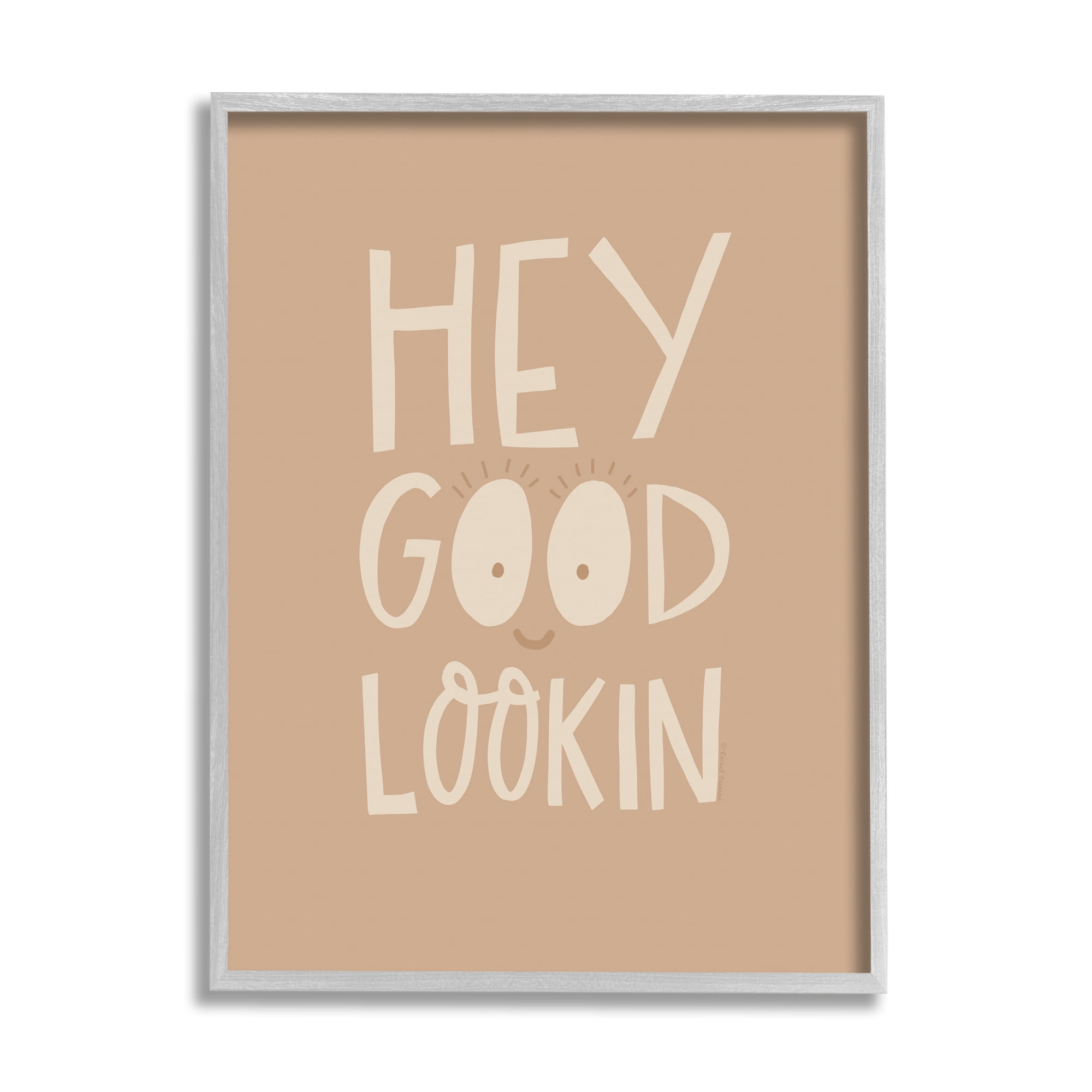 Stupell Industries Hey Good Lookin Phrase Inspirational Painting Gray Framed Art Print Wall Art, 16 x 20