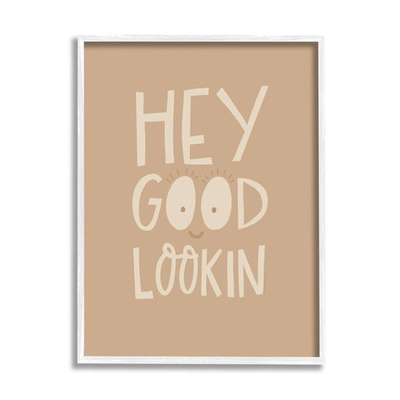 Stupell Industries Hey Good Lookin Phrase Inspirational Painting White Framed Art Print Wall Art, 16 x 20