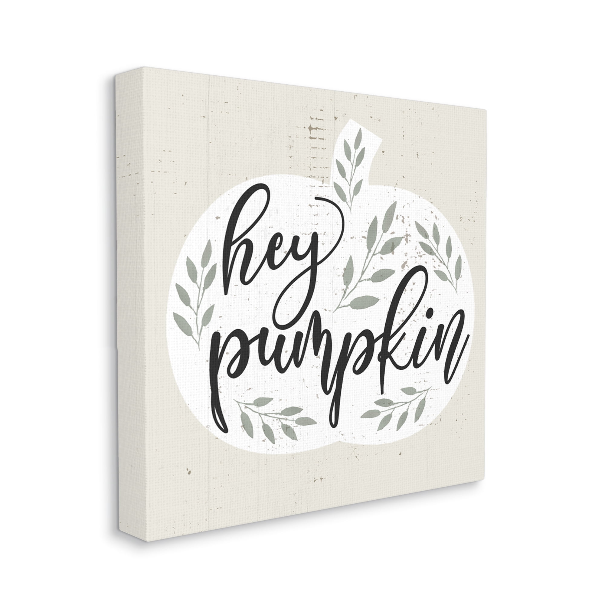 Stupell Industries Hey Pumpkin Phrase Charming Green Foliage Landscape Painting Gallery Wrapped Canvas Art Print Wall Art, 36 x 36