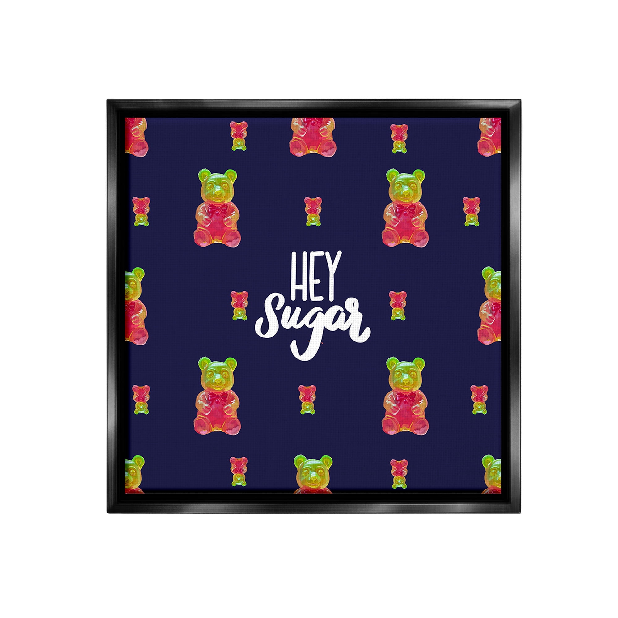 Stupell Industries Hey Sugar Candy Bear Food & Beverage Painting Black Floater Framed Canvas Art Print Wall Art, 18 x 18
