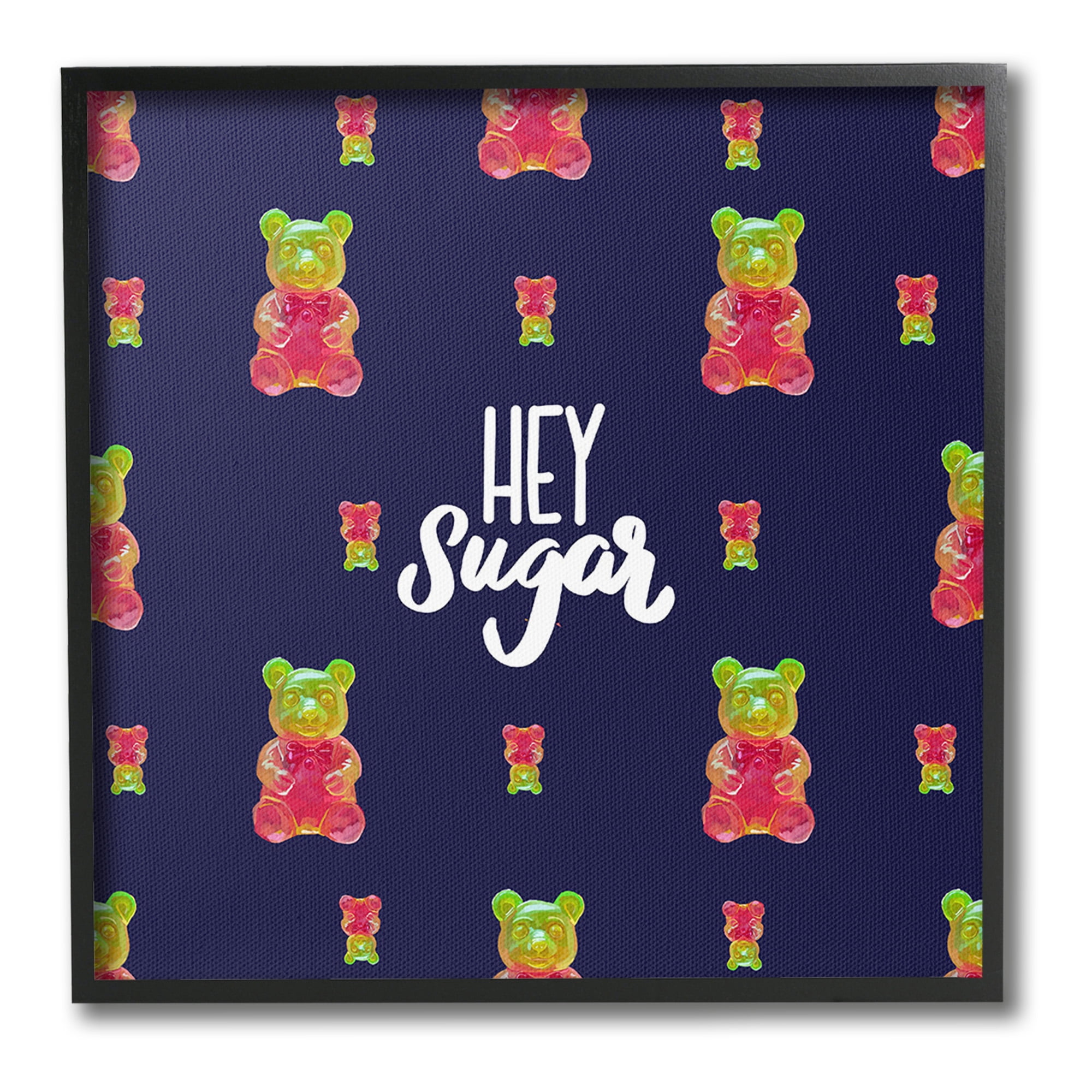 Stupell Industries Hey Sugar Candy Bear Food & Beverage Painting Black Framed Art Print Wall Art, 17 x 17