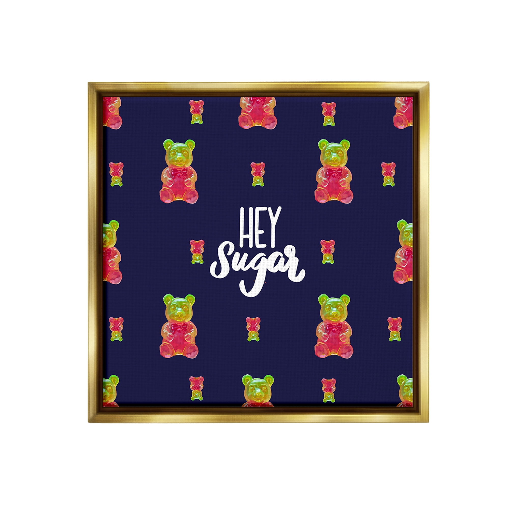 Stupell Industries Hey Sugar Candy Bear Food & Beverage Painting Gold Floater Framed Canvas Art Print Wall Art, 18 x 18