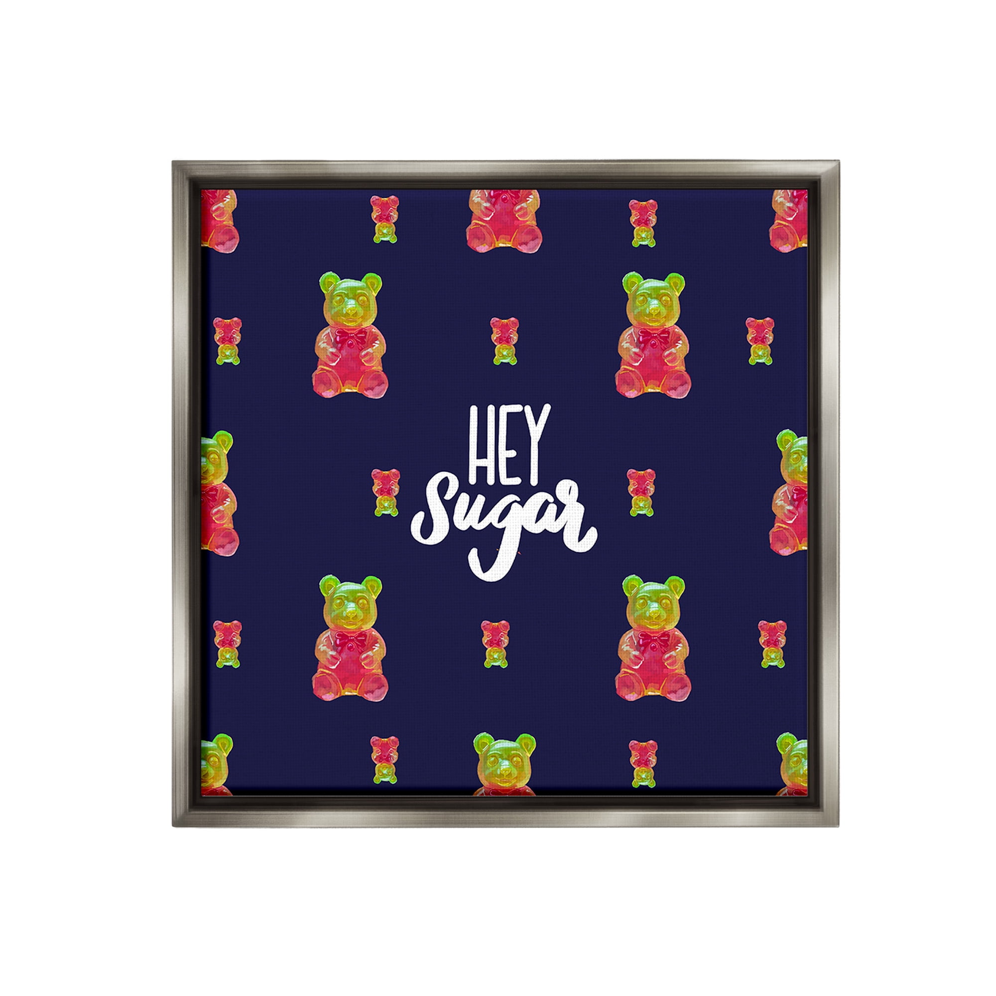 Stupell Industries Hey Sugar Candy Bear Food & Beverage Painting Gray Floater Framed Canvas Art Print Wall Art, 25 x 25