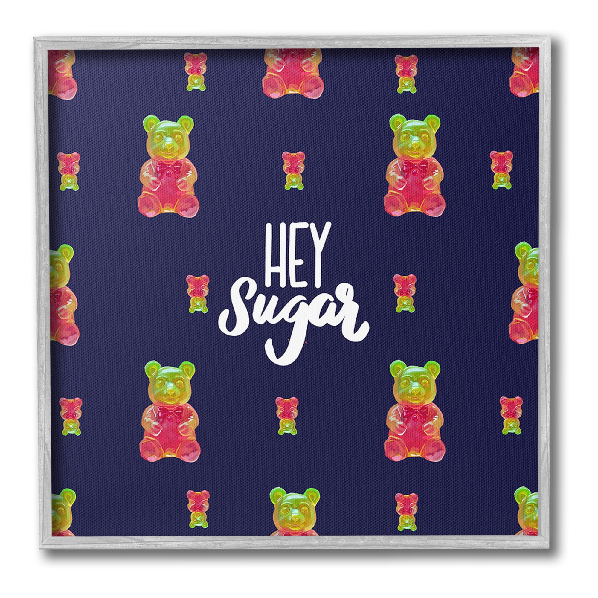 Stupell Industries Hey Sugar Candy Bear Food & Beverage Painting Gray Framed Art Print Wall Art, 12 x 12