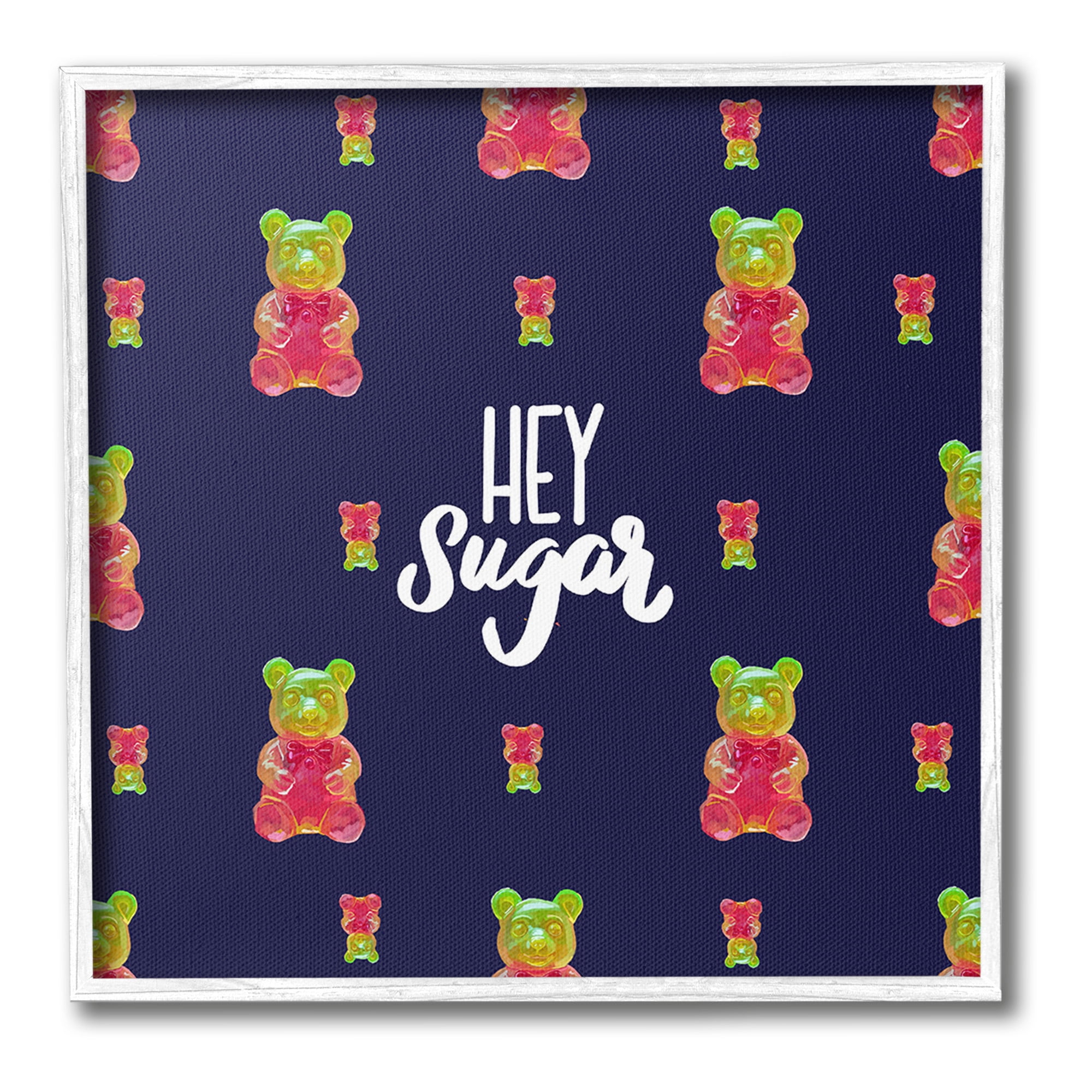 Stupell Industries Hey Sugar Candy Bear Food & Beverage Painting White Framed Art Print Wall Art, 12 x 12