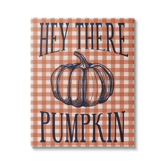 Stupell Industries Hey There Pumpkin Phrase Orange Checkered Plaid, 16 x 20,Design by Daphne Polselli