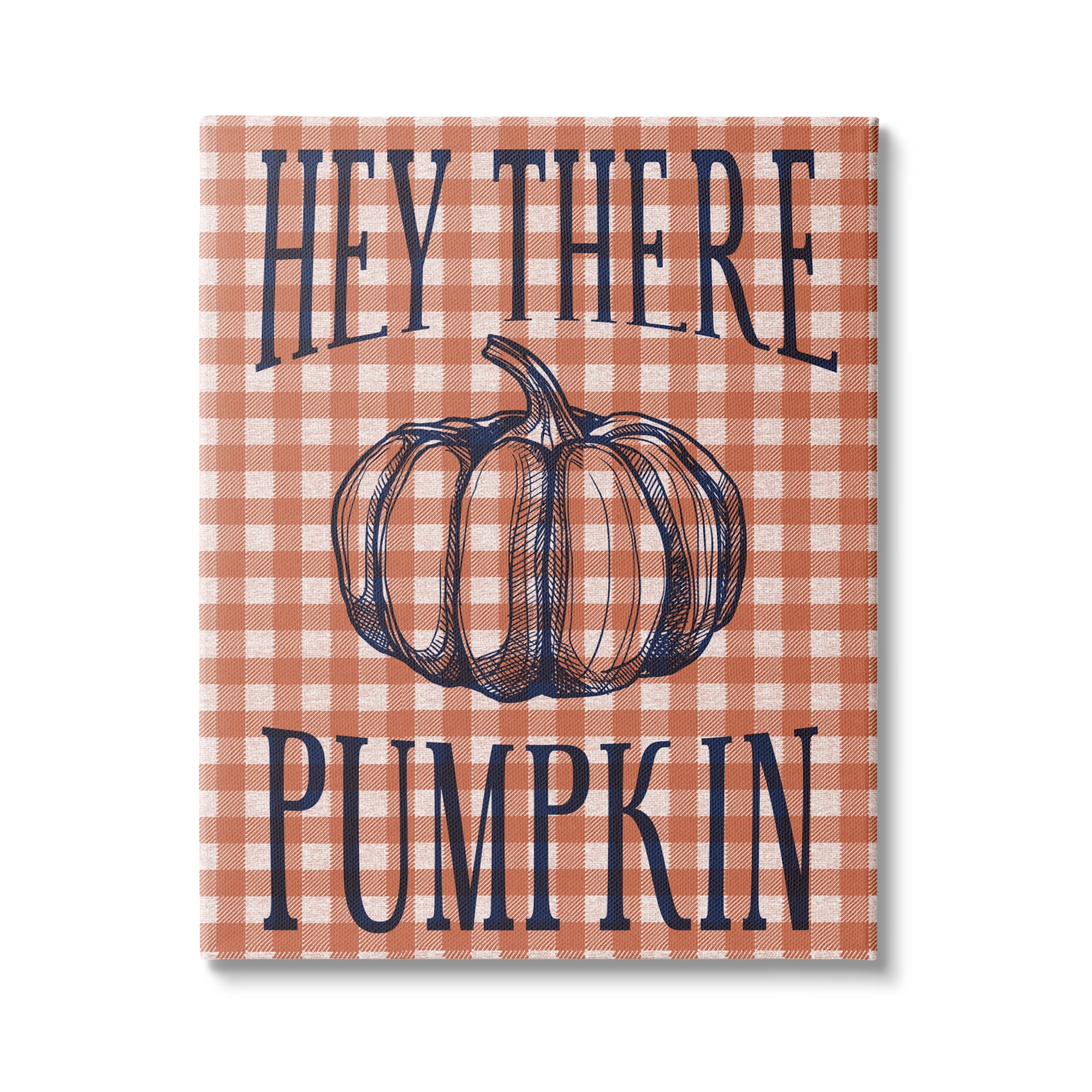 Stupell Industries Hey There Pumpkin Phrase Orange Checkered Plaid, 30 x 40,Design by Daphne Polselli