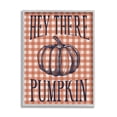 thumbnail image 1 of Stupell Industries Hey There Pumpkin Phrase Orange Checkered Plaid Graphic Art Gray Framed Art Print Wall Art, 11x14, by Daphne Polselli, 1 of 5