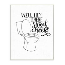 Stupell Industries Hey There Sweet Cheeks Toilet Bathroom Joke Word Pun Graphic Art Unframed Art Print Wall Art, 13x19, by Becky Thorns