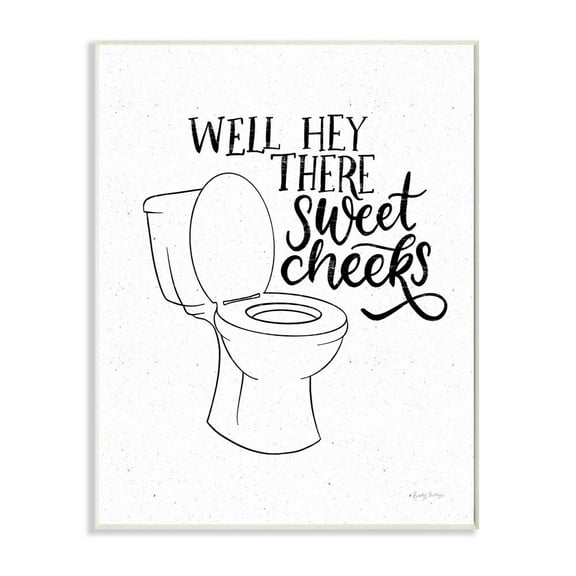 Stupell Industries Hey There Sweet Cheeks Toilet Bathroom Joke Word Pun Graphic Art Unframed Art Print Wall Art, 13x19, by Becky Thorns