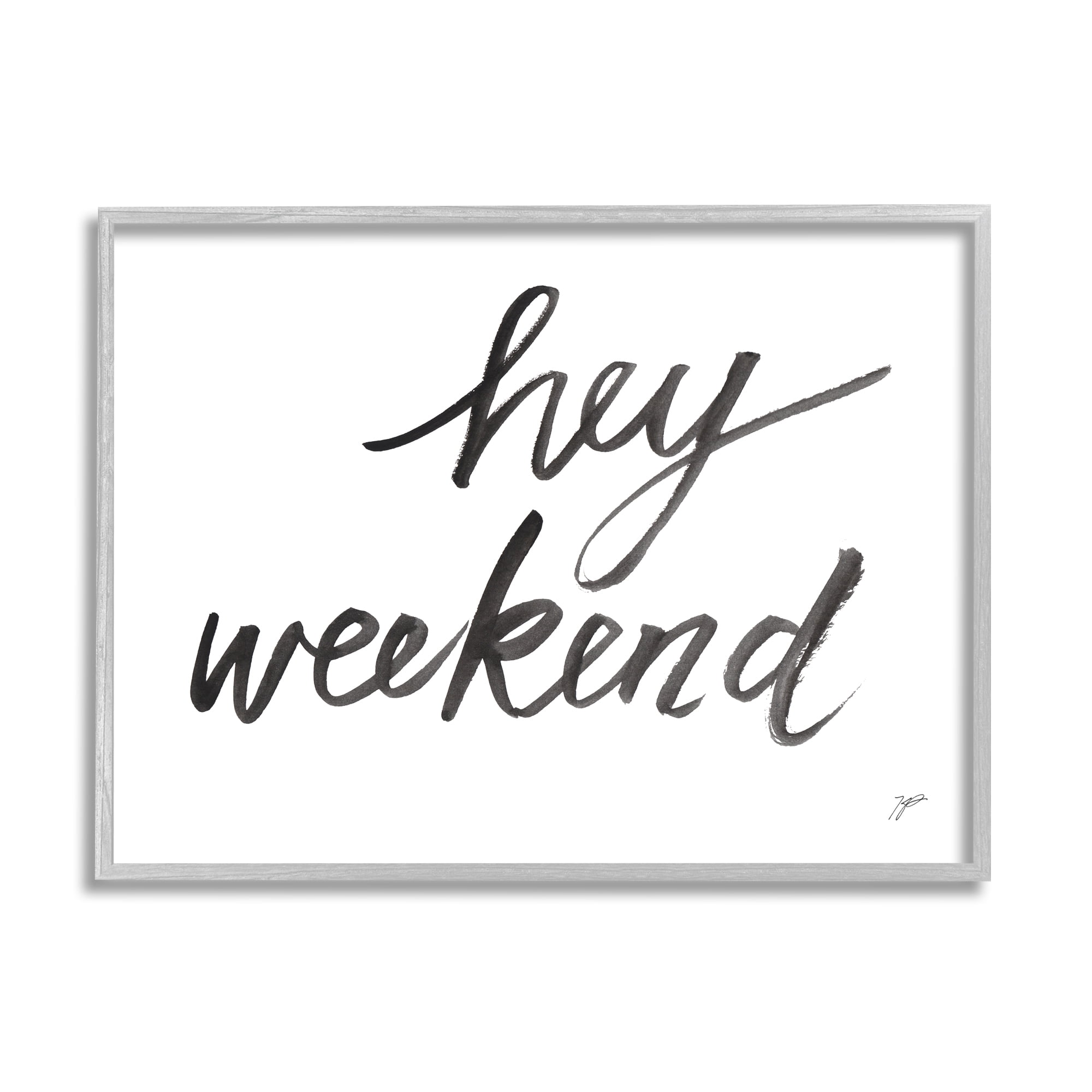 Stupell Industries Hey Weekend Phrase Minimal Ink Pattern Typography, 30 x 24, Design by Lettered and Lined