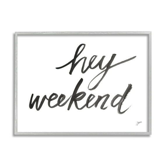 Stupell Industries Hey Weekend Phrase Minimal Ink Pattern Typography, 30 x 24, Design by Lettered and Lined