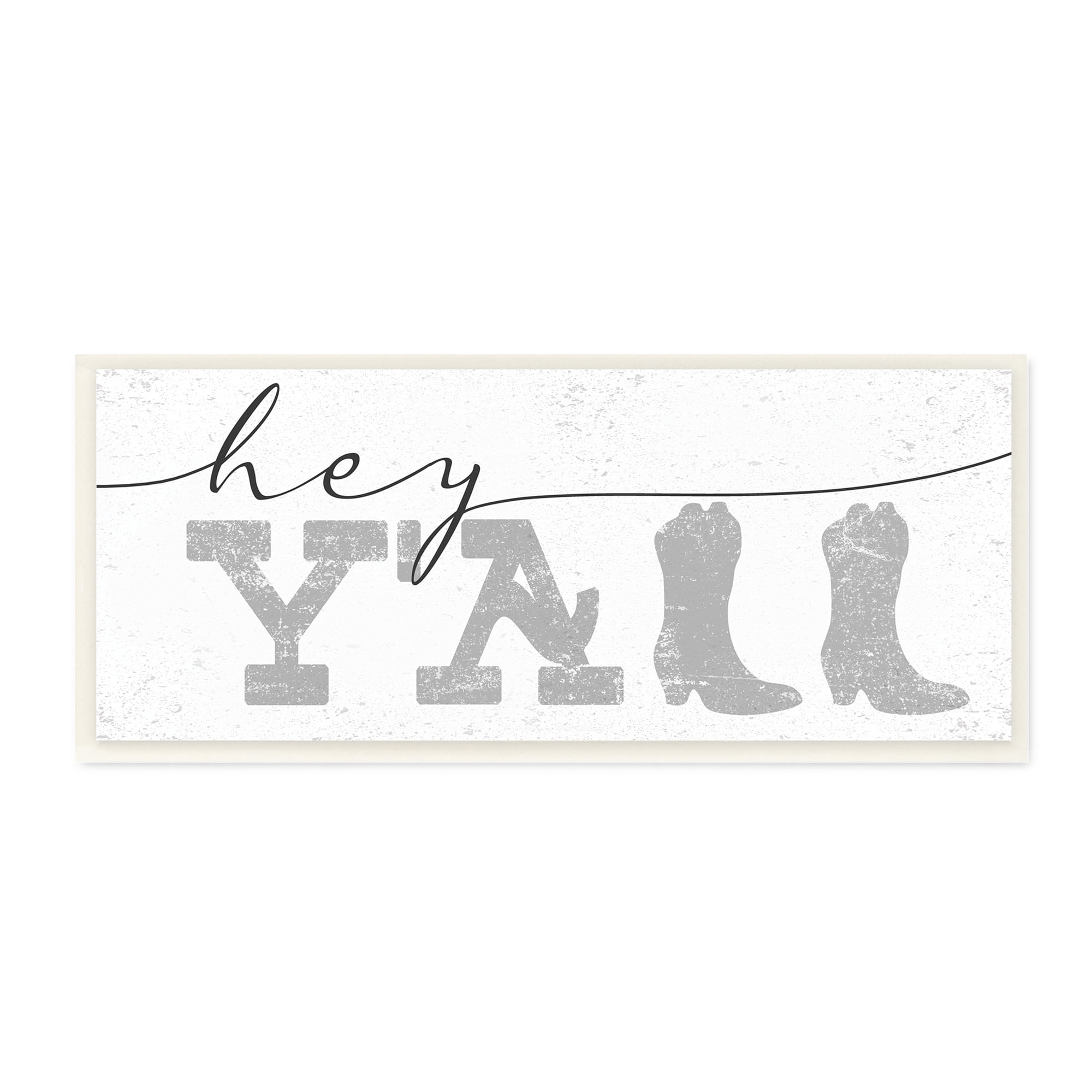 Stupell Industries Hey Y'all Phrase Western Cowboy Distressed Typography Typography Painting Unframed Art Print Wall Art, 7 x 17
