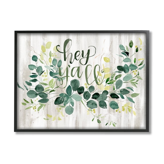 Stupell Industries Hey Y'all Southern Sentiment Blooming Eucalyptus Plants, 20 x 16,Design by Jennifer Paxton Parker