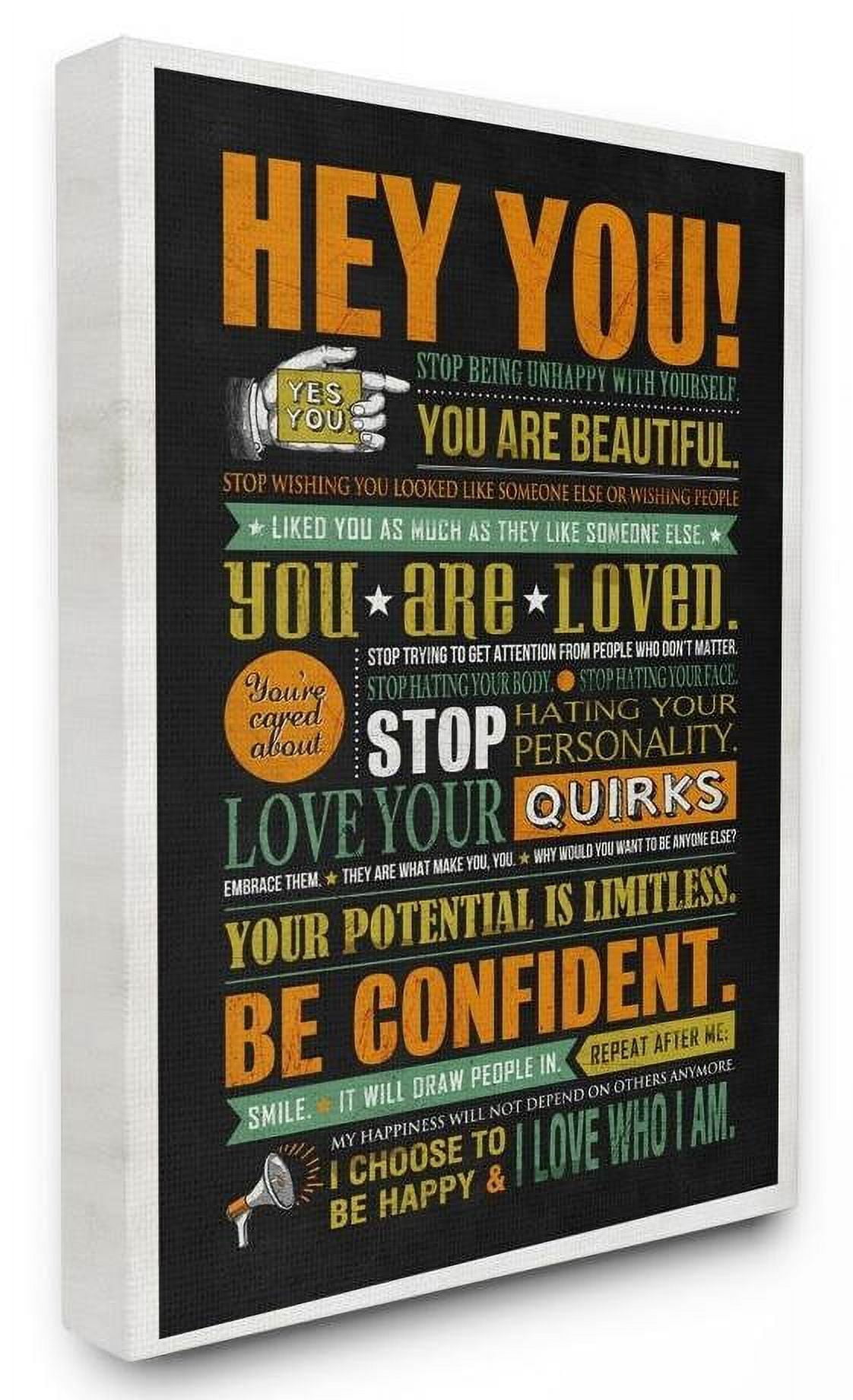 Stupell Industries Hey You Inspirational Neon Word Design Canvas Wall Art by Ester Kay