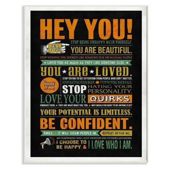 Stupell Industries Hey You Inspirational Neon Word Design Wall Plaque by Ester Kay