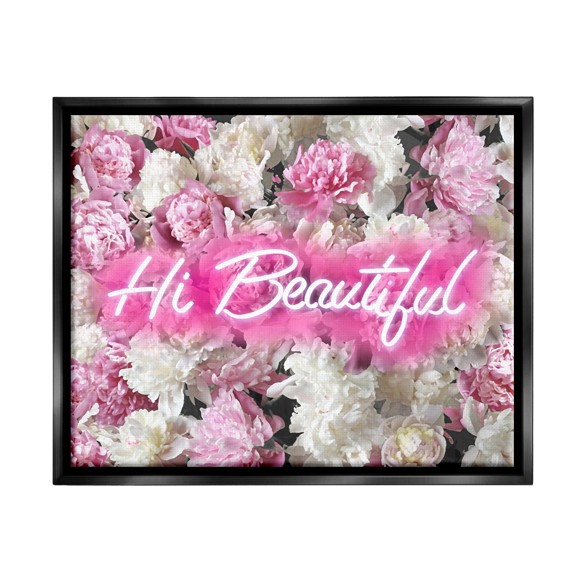 Stupell Industries Hi Beautiful Florals Botanical & Floral Painting Black Floater Framed Canvas Art Print Wall Art, 21 x 17
