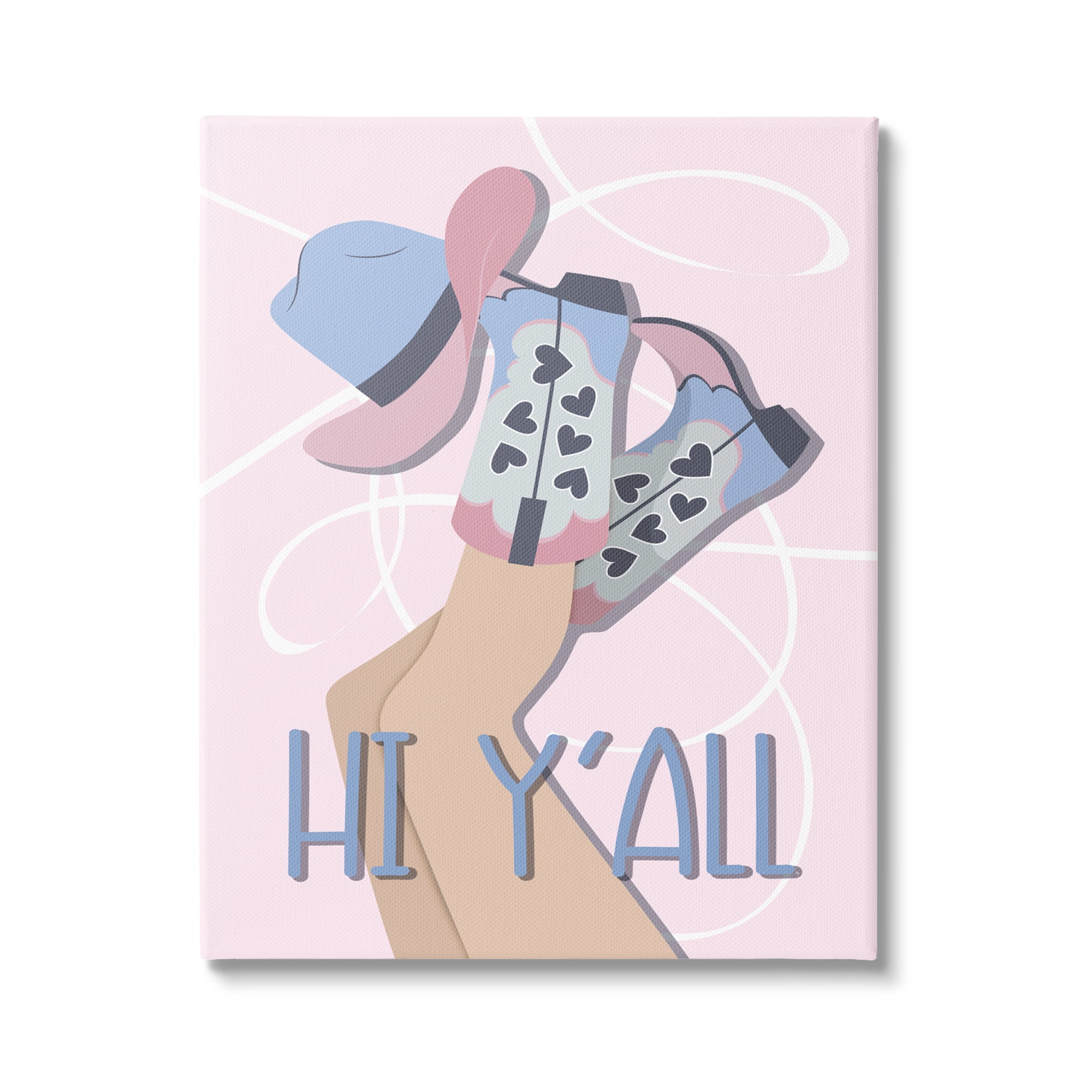 Stupell Industries Hi Y'all Pastel Cowgirl Abstract Painting Gallery Wrapped Canvas Art Print Wall Art, 24 x 30