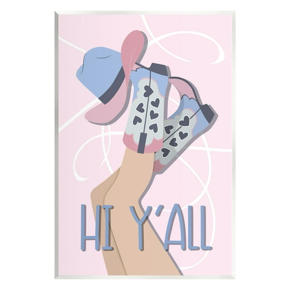 Stupell Industries Hi Y'all Pastel Cowgirl Abstract Painting Unframed Art Print Wall Art, 13 x 19