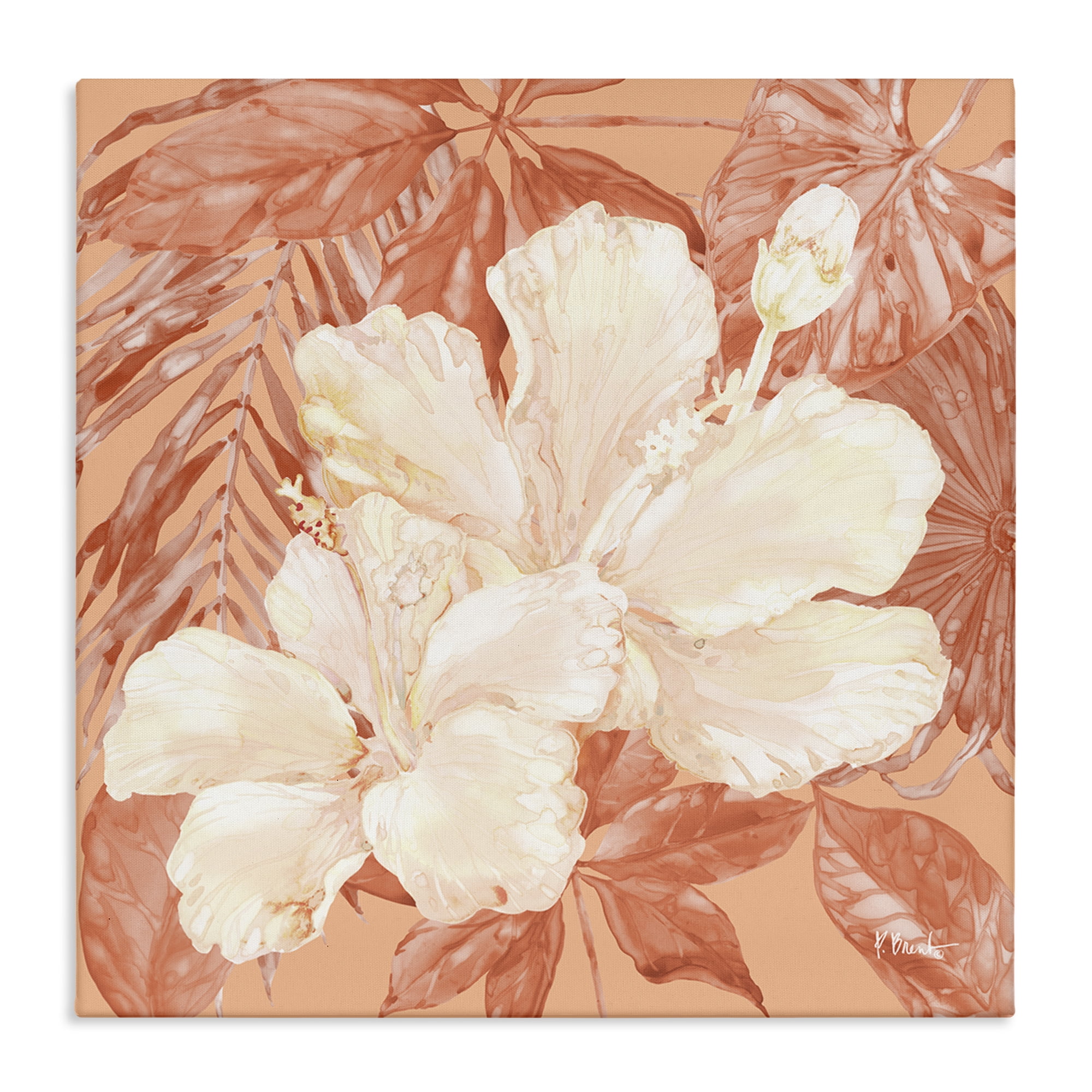 Stupell Industries Hibiscus Flower Bunches Plants & Flowers Painting Wrapped Canvas Art Print Wall Art, 17 x 17